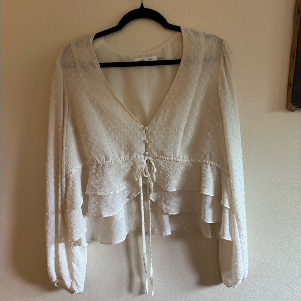 Elegant White Ruffled Blouse
